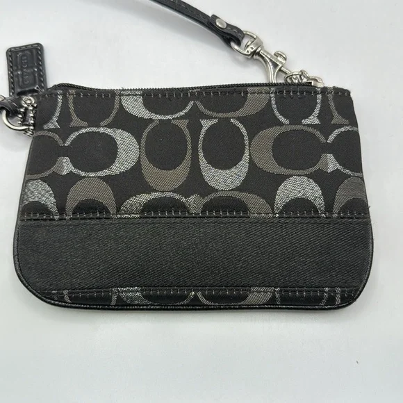 Coach Black Logo Monogram Wristlet Bag Purse Clutch - Picture 4 of 16